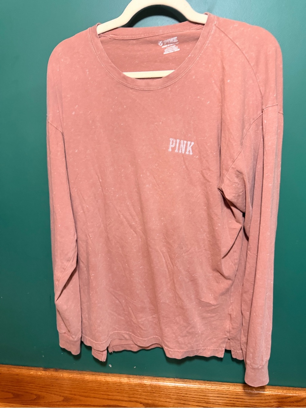 PINK Victoria's Secret Mineral Wash Long-Sleeve Tee - Rose